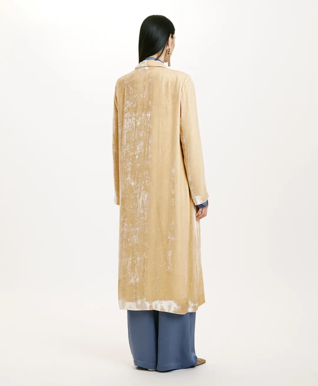 Discount MANTEAU KATA ÉLÉGANT EN VELOURS DE VISCOSE SOIE - Femme Manteaux