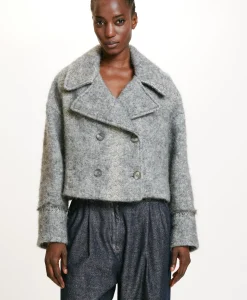 Outlet MANTEAU KENPI EN PANNE LAINE ALPAGA EN GAZE - Femme Manteaux