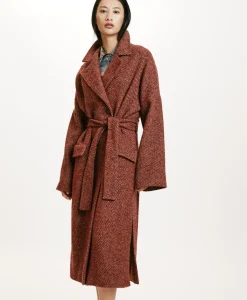 Clearance MANTEAU SAYURI EN CHEVRON BICOLORE - BORDEAUX MULTICOLORE Femme Manteaux