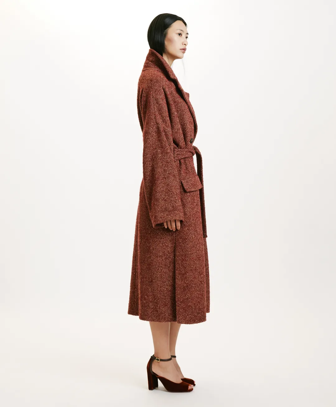 Clearance MANTEAU SAYURI EN CHEVRON BICOLORE - BORDEAUX MULTICOLORE Femme Manteaux