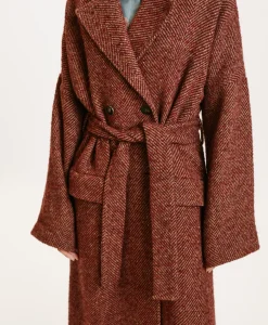 Clearance MANTEAU SAYURI EN CHEVRON BICOLORE - BORDEAUX MULTICOLORE Femme Manteaux