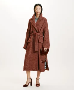Clearance MANTEAU SAYURI EN CHEVRON BICOLORE - BORDEAUX MULTICOLORE Femme Manteaux