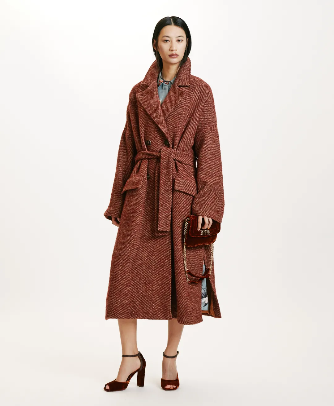 Clearance MANTEAU SAYURI EN CHEVRON BICOLORE - BORDEAUX MULTICOLORE Femme Manteaux