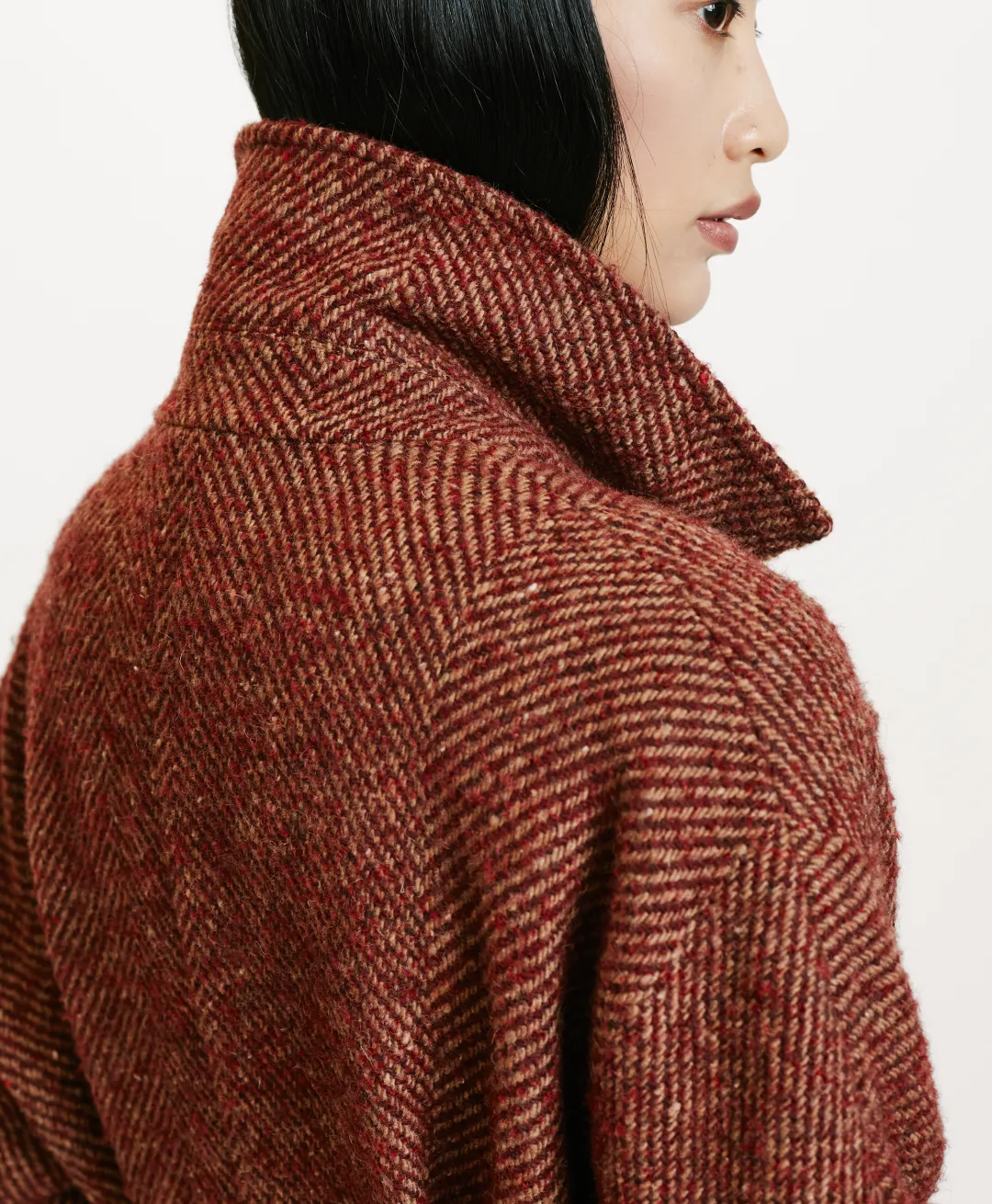 Clearance MANTEAU SAYURI EN CHEVRON BICOLORE - BORDEAUX MULTICOLORE Femme Manteaux