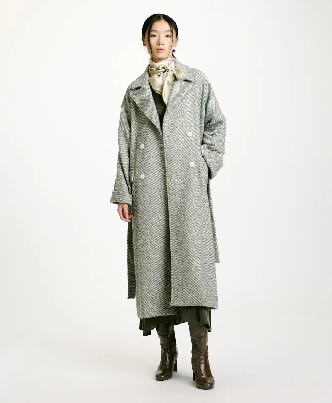 New MANTEAU SAYURI EN CHEVRON BICOLORE - CÉRULÉEN MULTICOLORE Femme Manteaux