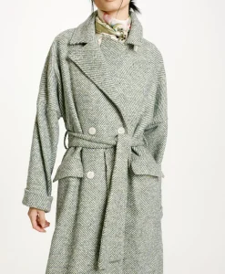 New MANTEAU SAYURI EN CHEVRON BICOLORE - CÉRULÉEN MULTICOLORE Femme Manteaux
