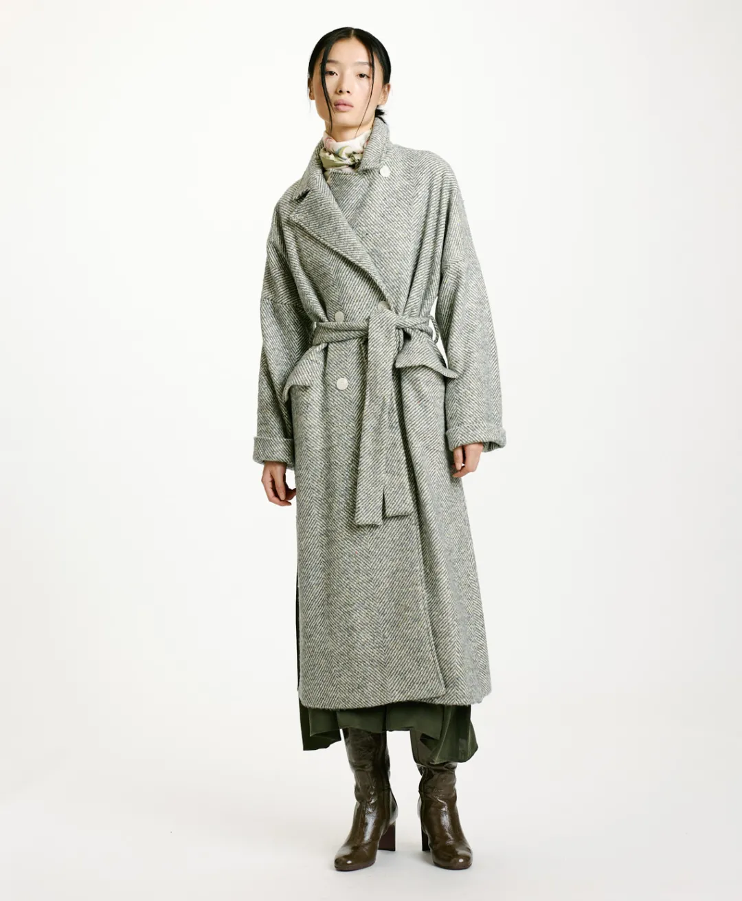 New MANTEAU SAYURI EN CHEVRON BICOLORE - CÉRULÉEN MULTICOLORE Femme Manteaux