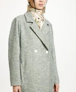 Online MANTEAU SHIBA EN CHEVRON BICOLORE - CÉRULÉEN MULTICOLORE Femme Manteaux