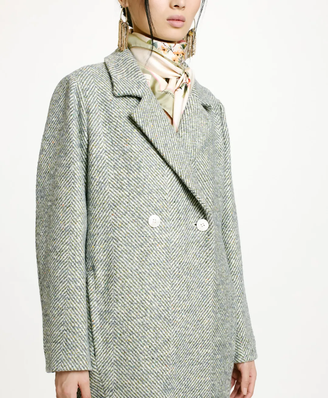 Online MANTEAU SHIBA EN CHEVRON BICOLORE - CÉRULÉEN MULTICOLORE Femme Manteaux