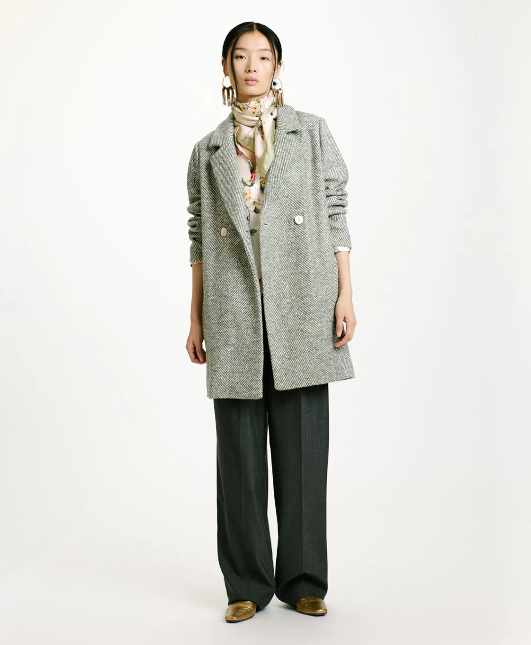 Online MANTEAU SHIBA EN CHEVRON BICOLORE - CÉRULÉEN MULTICOLORE Femme Manteaux