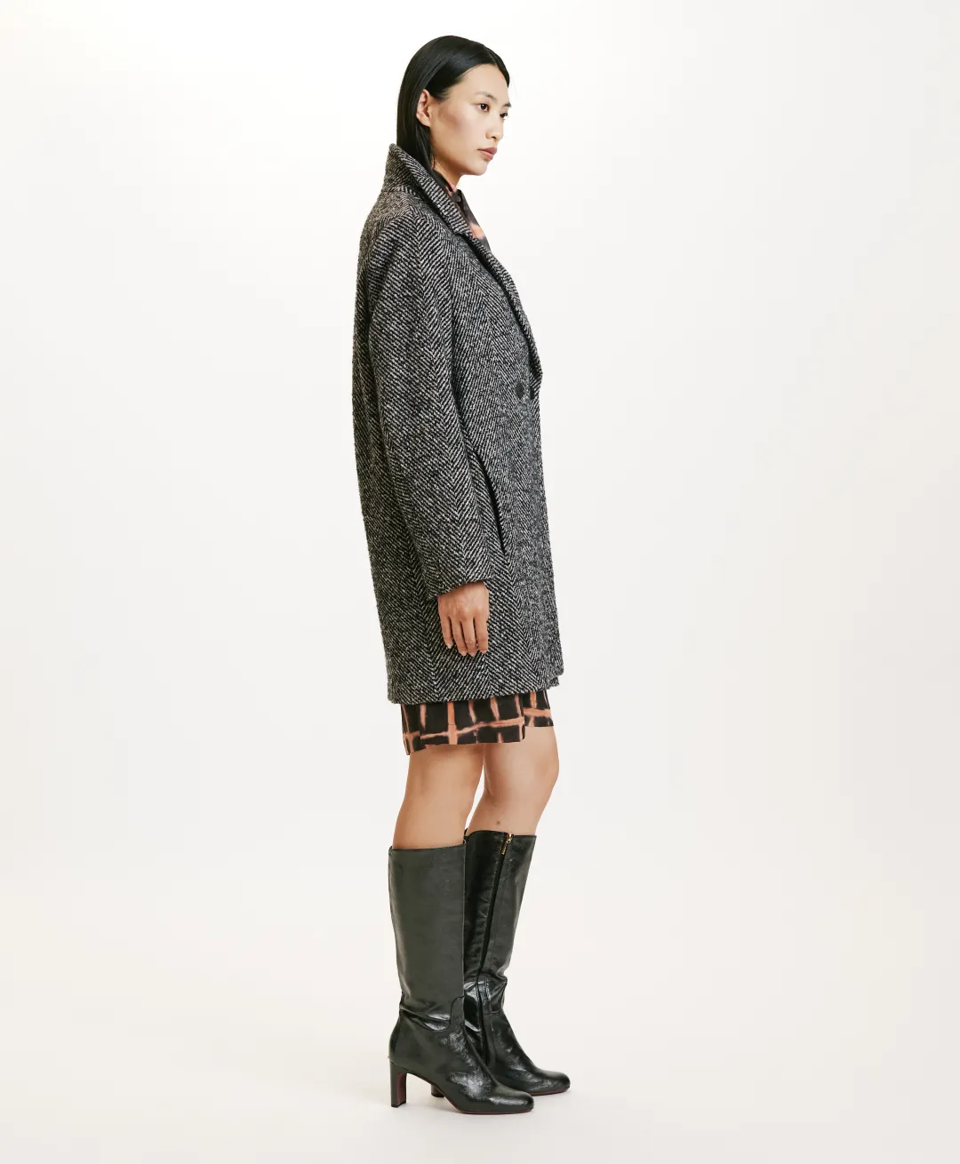 Discount MANTEAU SHIBA EN CHEVRON BICOLORE - NOIR MULTICOLORE Femme Manteaux