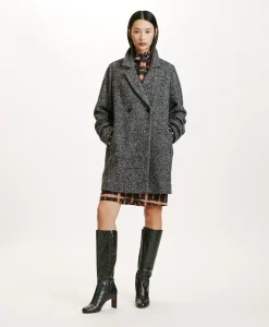 Discount MANTEAU SHIBA EN CHEVRON BICOLORE - NOIR MULTICOLORE Femme Manteaux