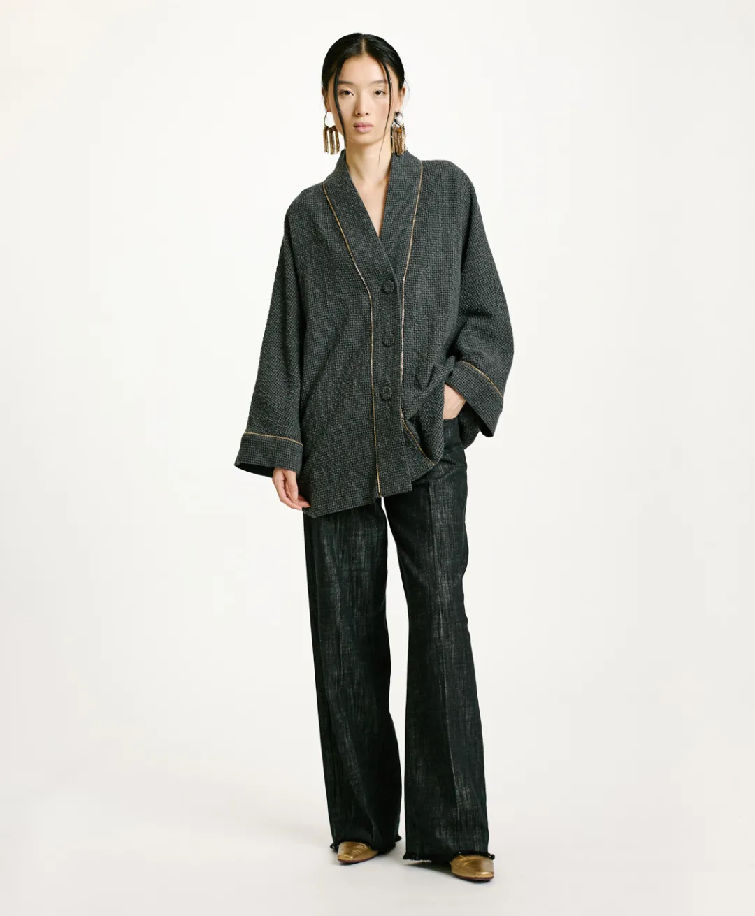 Clearance MANTEAU TARA EN PIED-DE-POULE SEERSUCKER - Femme Manteaux