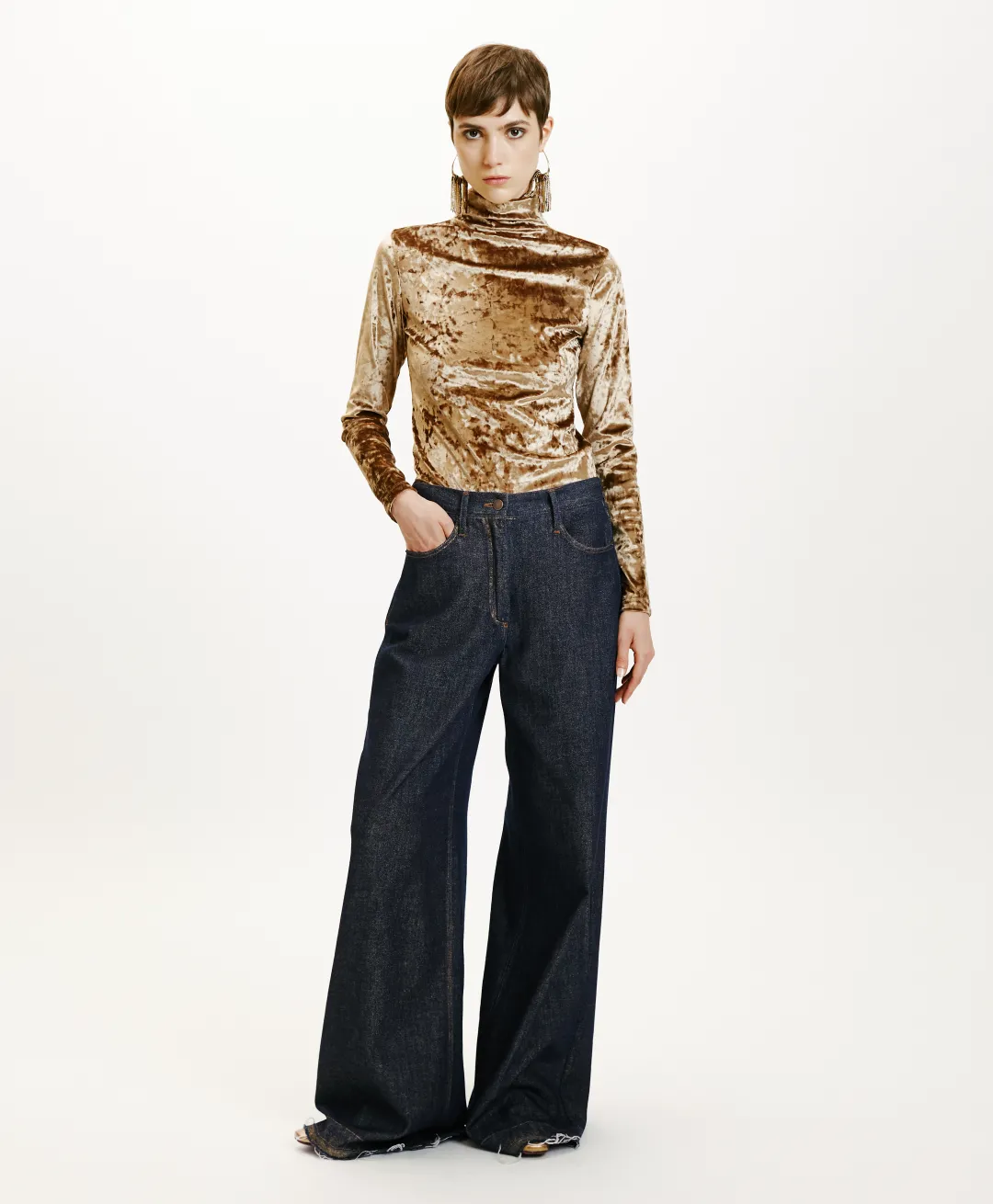 Sale PANTALON AOKI EN DENIM LAMINÉ - Femme Pantalons