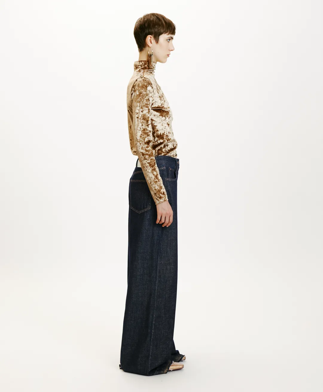 Sale PANTALON AOKI EN DENIM LAMINÉ - Femme Pantalons