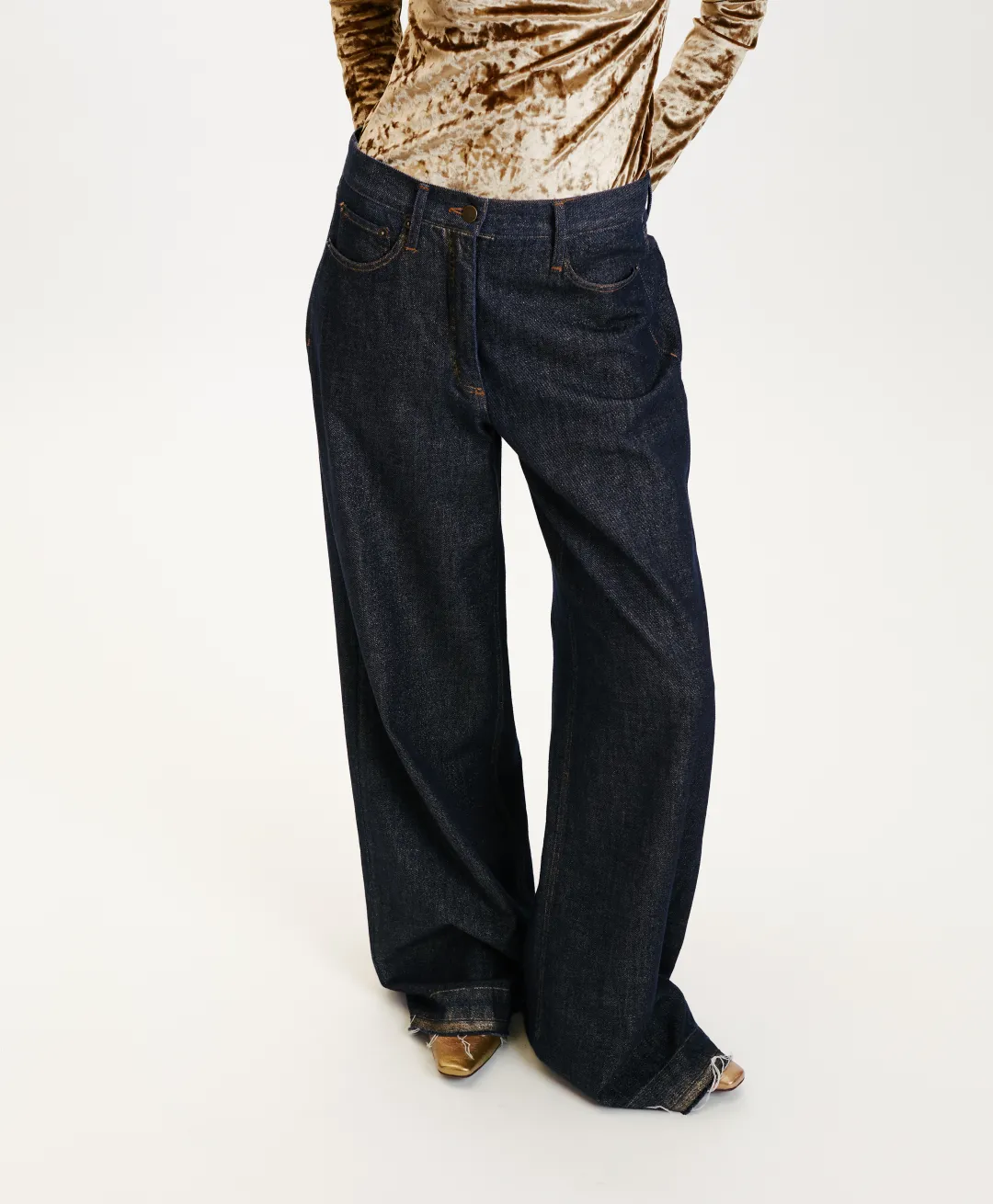 Sale PANTALON AOKI EN DENIM LAMINÉ - Femme Pantalons