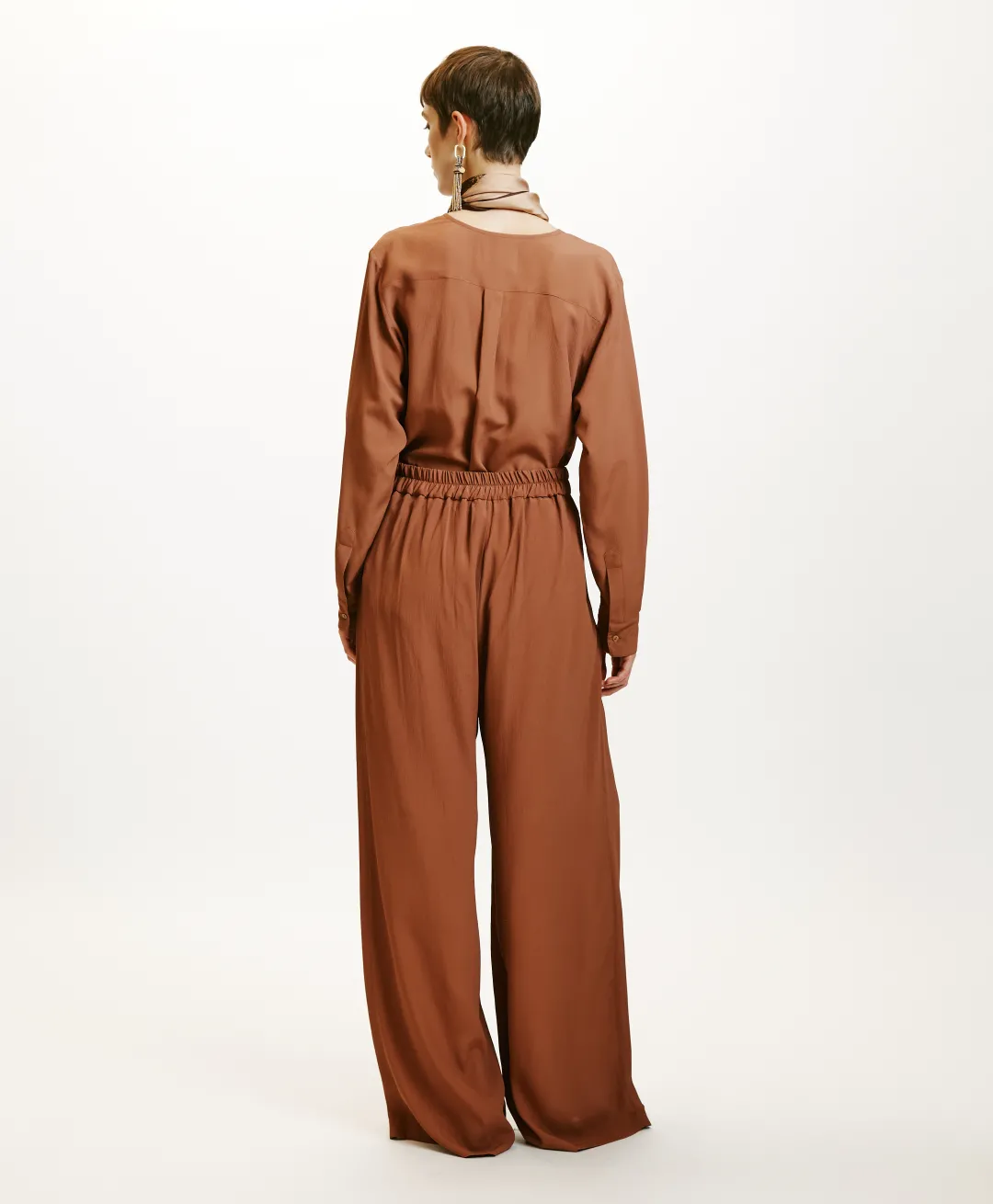 Discount PANTALON ASPEN EN ACÉTATE/SOIE UNI - Femme Costumes