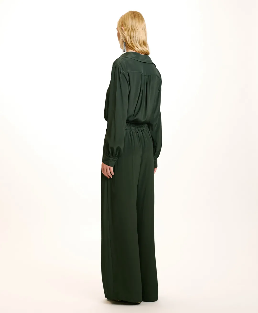 Discount PANTALON ASPEN EN ACÉTATE/SOIE UNI - FORÊT Femme Pantalons