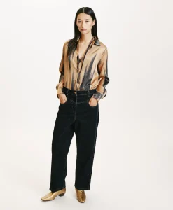 New PANTALON AZUKI EN DENIM FLOCK - Femme Pantalons