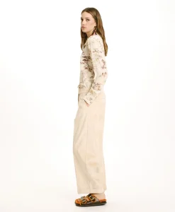 New PANTALON DANGO EN VELOURS CÔTELÉ STRETCH - CRÈME Femme Pantalons