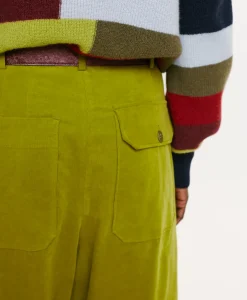 Online PANTALON GRECALE BIS EN VELOURS MILLERAIE STRETCH - VERT MATCHA Femme Pantalons