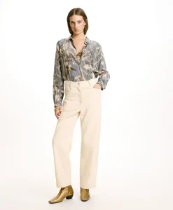 Outlet PANTALON JACQUES EN DENIM COTON LAINE STRETCH - CRÈME Femme Pantalons