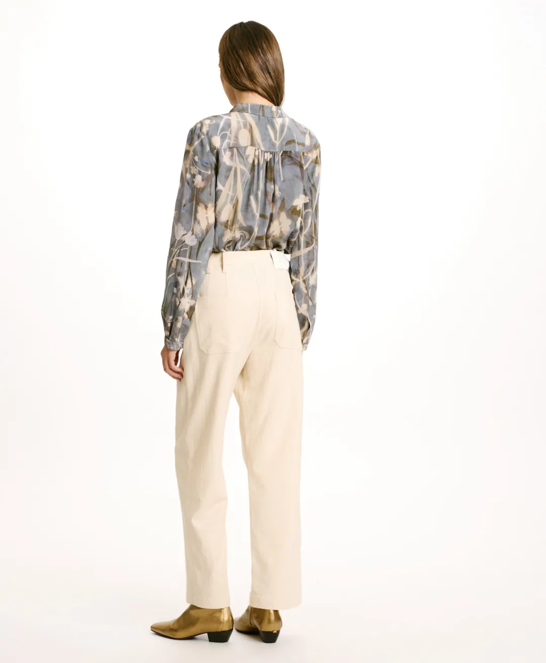Outlet PANTALON JACQUES EN DENIM COTON LAINE STRETCH - CRÈME Femme Pantalons