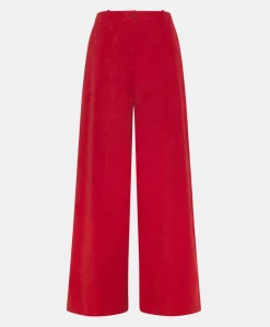Online PANTALON KOI EN VELOURS MILLERAIE STRETCH - ROUGE CARMIN Femme Pantalons