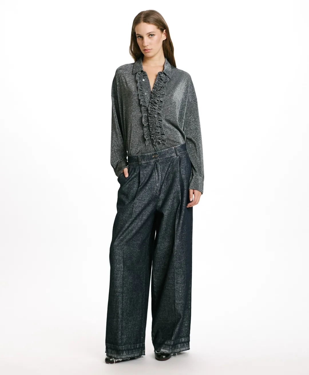 Outlet PANTALON KYOTO EN DENIM LAMINÉ - Femme Pantalons