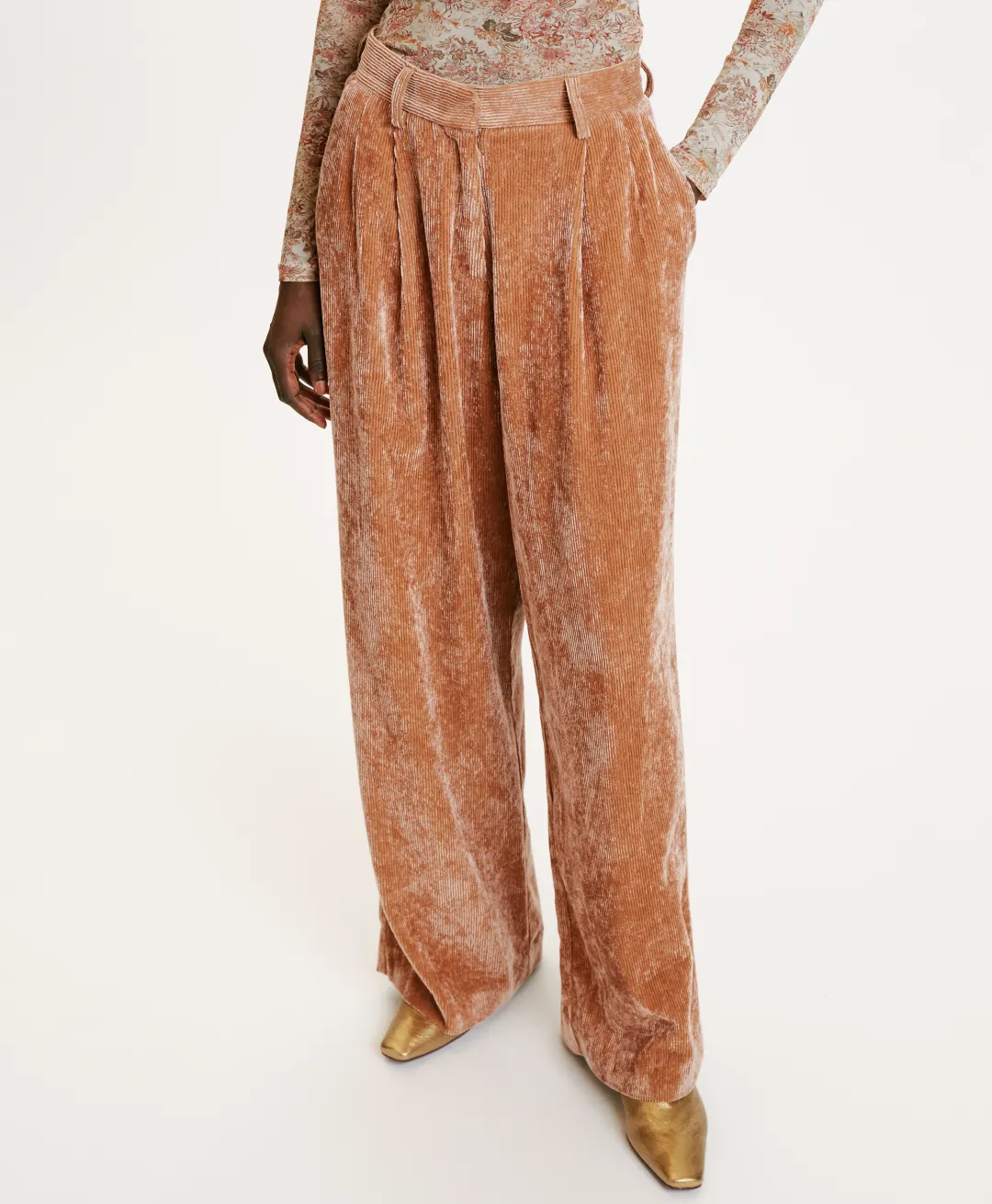 Sale PANTALON KYOTO EN VELOURS STRETCH BICOLORE - Femme Pantalons