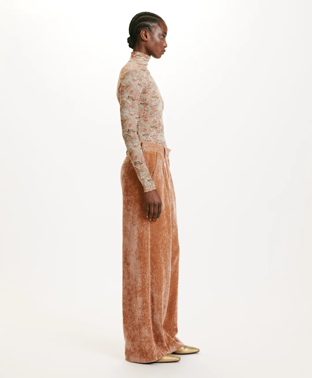 Sale PANTALON KYOTO EN VELOURS STRETCH BICOLORE - Femme Pantalons
