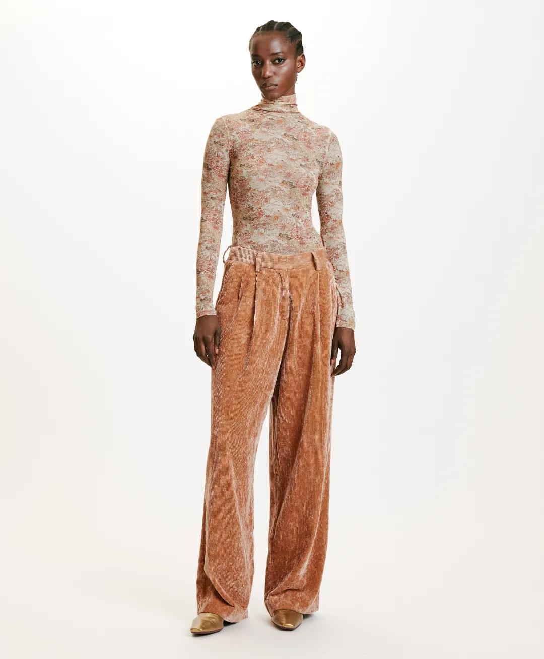 Sale PANTALON KYOTO EN VELOURS STRETCH BICOLORE - Femme Pantalons