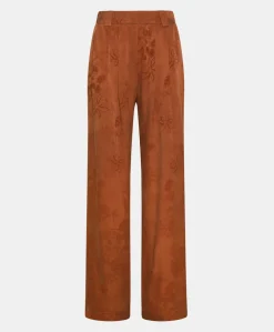 Online PANTALON LANZAROTE BIS EN LYONCEL VISCOSE JACQUARD - TERRE CUITE Femme Pantalons