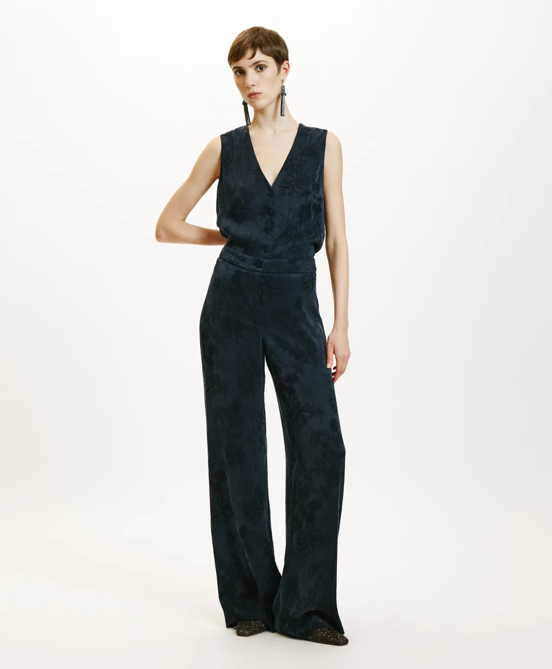 Best PANTALON MISAKI EN LYONCEL VISCOSE JACQUARD - Femme Pantalons