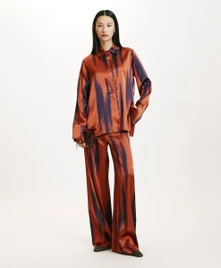 New PANTALON MISAKI EN SATIN STRETCH IMPRIMÉ - Femme Pantalons