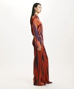 New PANTALON MISAKI EN SATIN STRETCH IMPRIMÉ - Femme Pantalons
