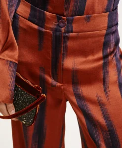 New PANTALON MISAKI EN SATIN STRETCH IMPRIMÉ - Femme Pantalons