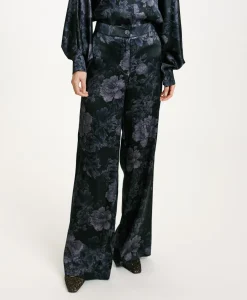 Discount PANTALON MISAKI EN SATIN STRETCH IMPRIMÉ - BLEU/BLEU NUIT Femme Pantalons