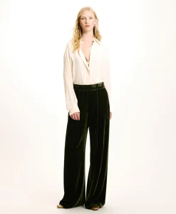 Best PANTALON PASCAL EN VELOURS MÉLANGE DE SOIE LISSE - VERT MATCHA Femme Costumes