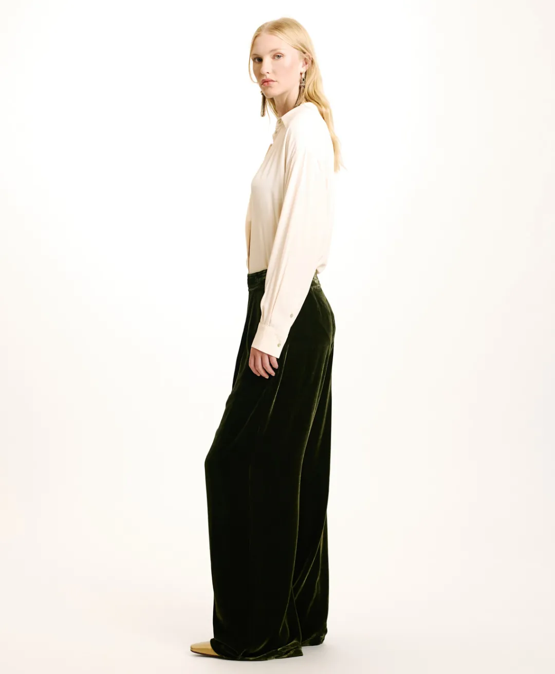 Best PANTALON PASCAL EN VELOURS MÉLANGE DE SOIE LISSE - VERT MATCHA Femme Costumes