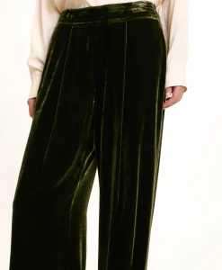 Best PANTALON PASCAL EN VELOURS MÉLANGE DE SOIE LISSE - VERT MATCHA Femme Costumes