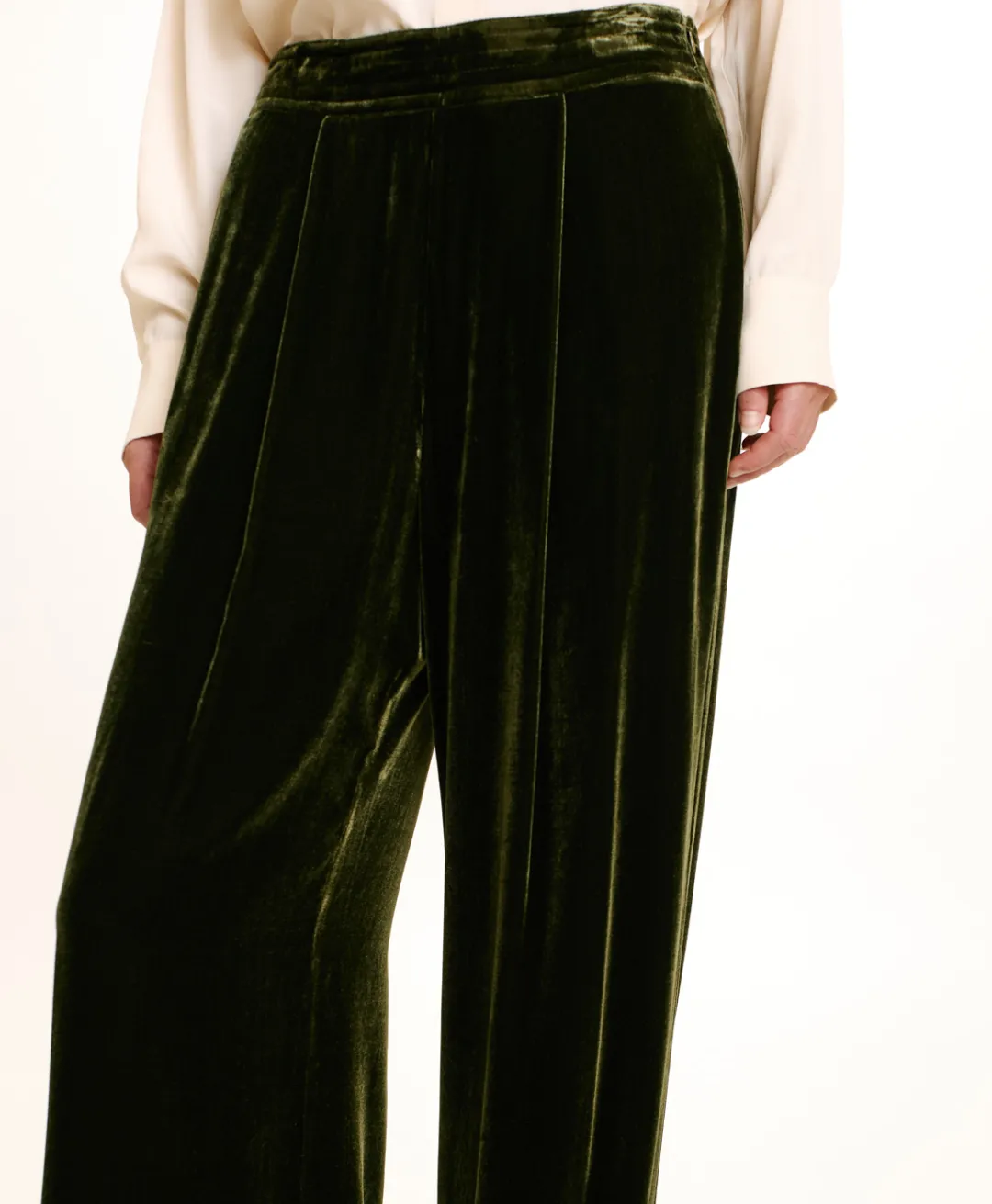 Best PANTALON PASCAL EN VELOURS MÉLANGE DE SOIE LISSE - VERT MATCHA Femme Costumes