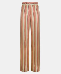 Online PANTALON SANSEI EN SERGÉ DE SOIE IMPRIMÉ - VERT AQUA/ROUGE Femme Pantalons