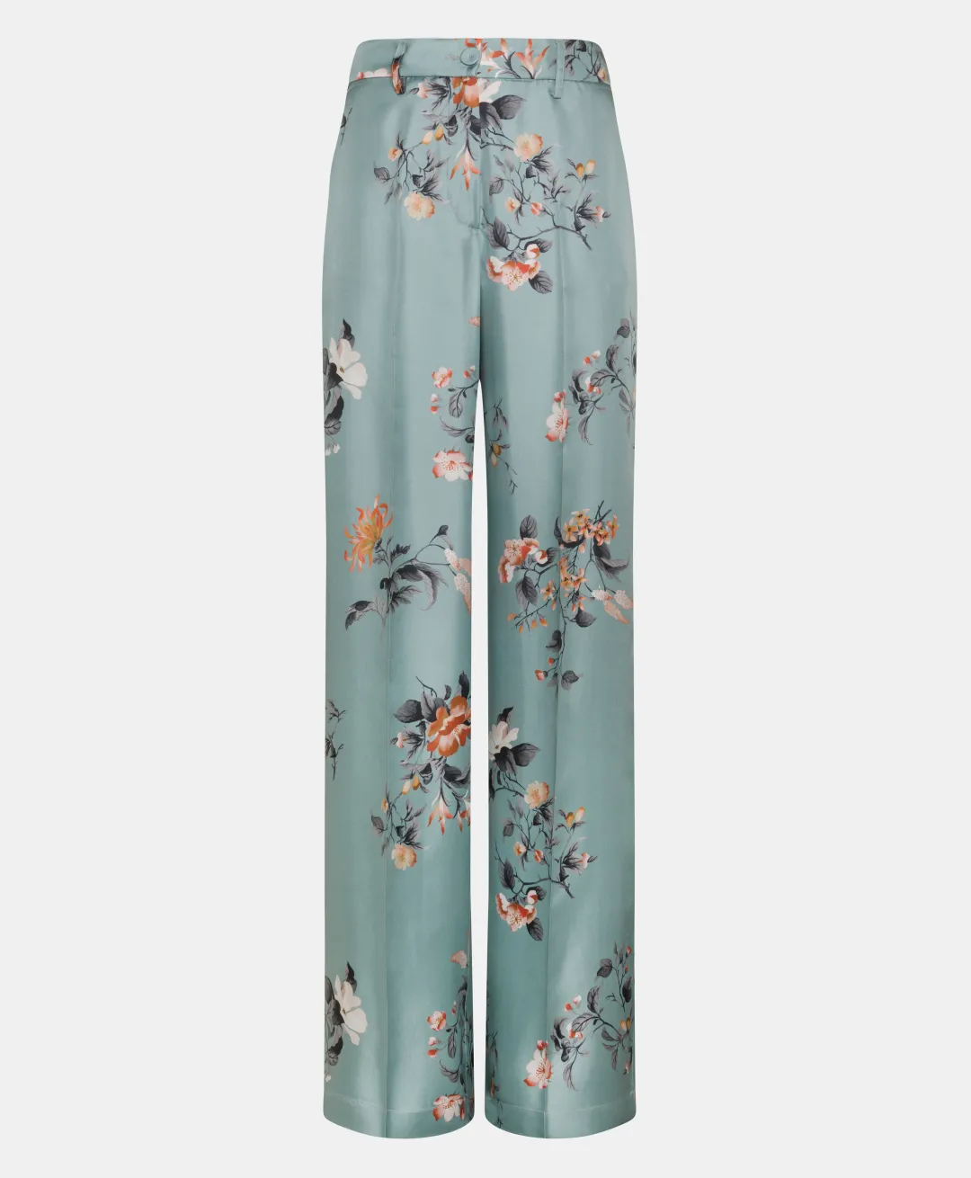 Sale PANTALON SANSEI EN SERGÉ DE SOIE IMPRIMÉ - BLEU CLAIR/TABAC Femme Pantalons