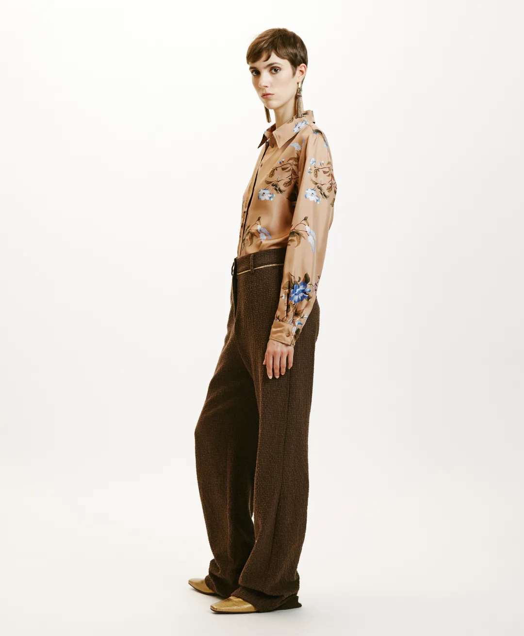 New PANTALON UKIYO EN PIED-DE-POULE SEERSUCKER - CACAO MULTICOLORE Femme Costumes