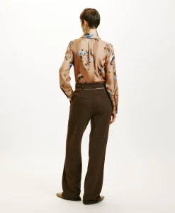 New PANTALON UKIYO EN PIED-DE-POULE SEERSUCKER - CACAO MULTICOLORE Femme Costumes
