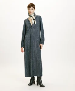 Discount ROBE AMEDE EN JERSEY LUREX - GRIS FONCÉ Femme Robes