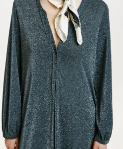 Discount ROBE AMEDE EN JERSEY LUREX - GRIS FONCÉ Femme Robes
