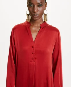 Hot ROBE ATENA EN SOIE SANDWASHED UNIE - ROUGE CARMIN Femme Robes
