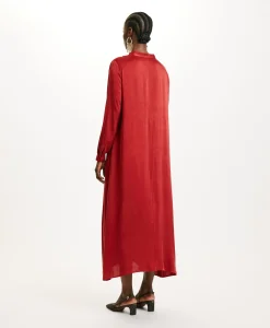Hot ROBE ATENA EN SOIE SANDWASHED UNIE - ROUGE CARMIN Femme Robes